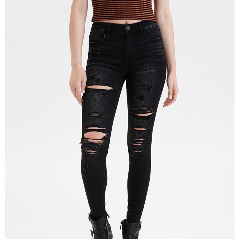 Black Distressed Jeggings